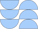 Icono abstracto de seis semicírculos azules claros.