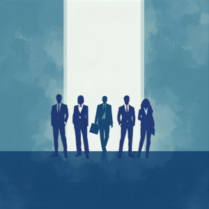 Equipo de negocios avanzando en liderazgo corporativo en la era digital, representando innovación, estrategia y transformación empresarial con enfoque en inteligencia artificial