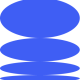 Icono abstracto de cuatro óvalos azules.